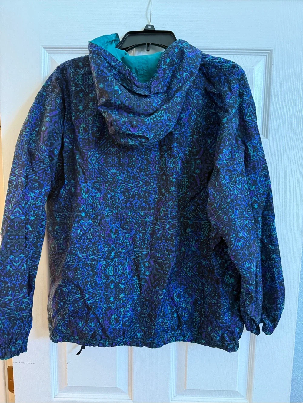 Vintage 90s Nike Half Zip Hooded Windbreaker Anorak Jacket Blue Teal Purple L
